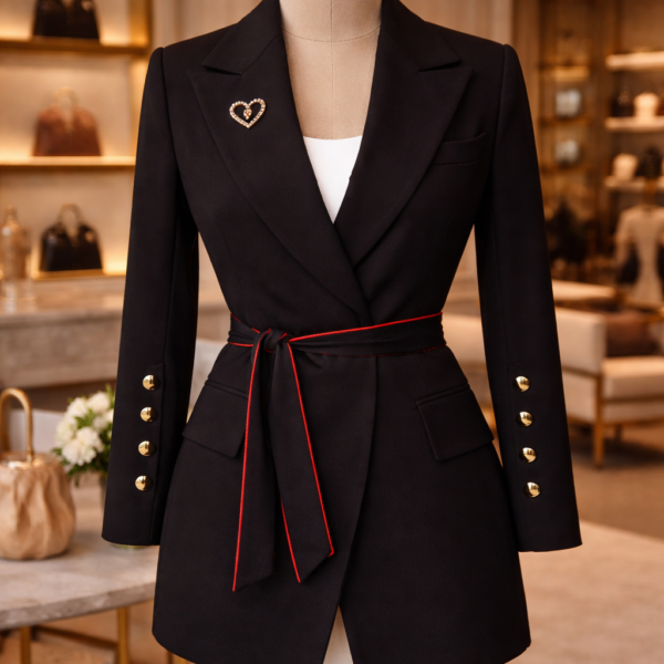 Button sleeve blazer, Black