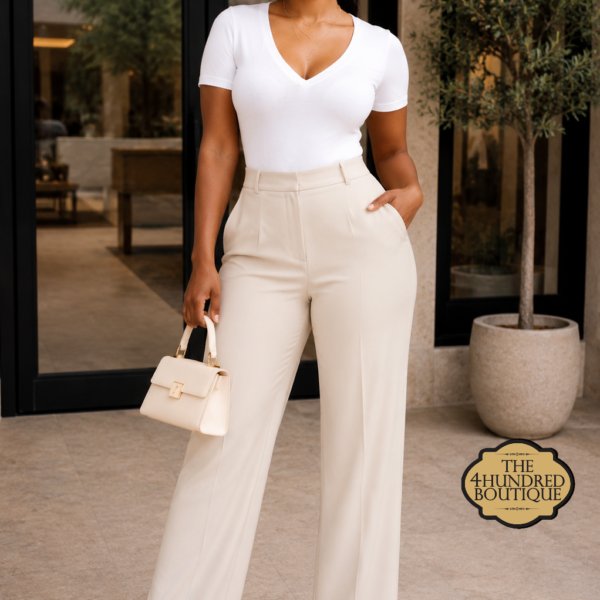 Plus Lengthy Wide Leg Pant, Nude