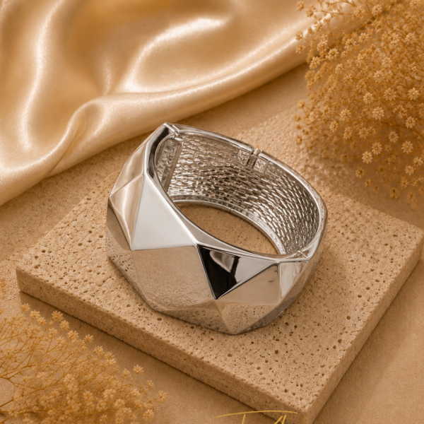 Hexagon Bangle, Silver