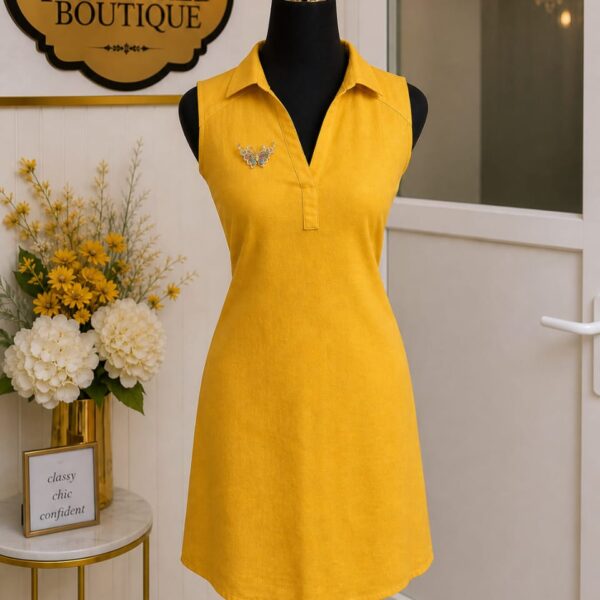 Linen shirt dress, Yellow