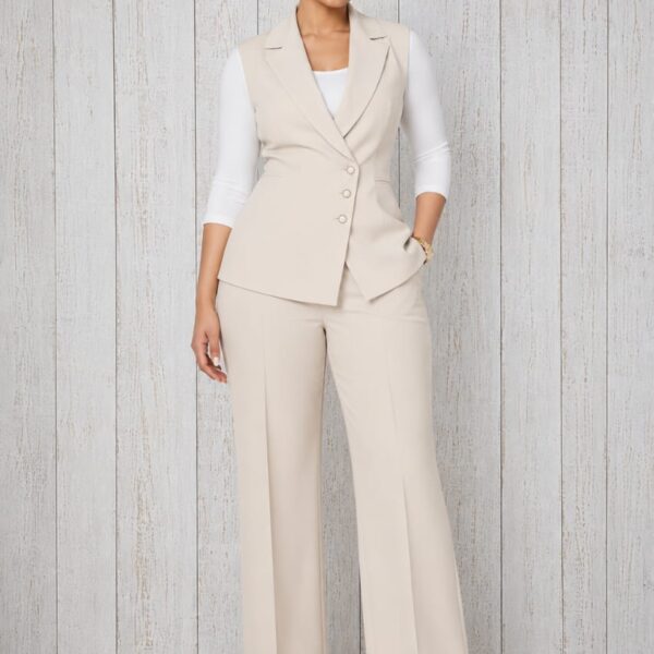 Cross Button Vest, Nude