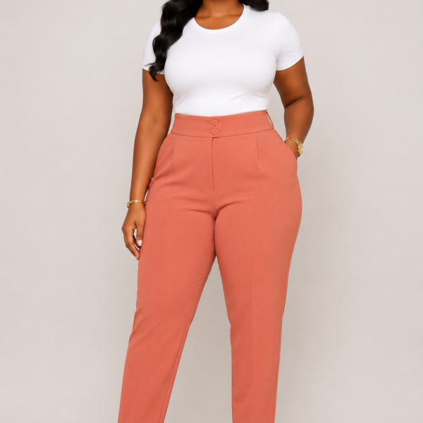Plus Size Candy Colour Pant, Coral