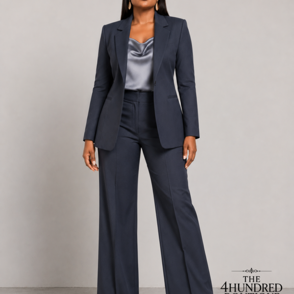 Plus Single Button Suit Set, Navy/Gray