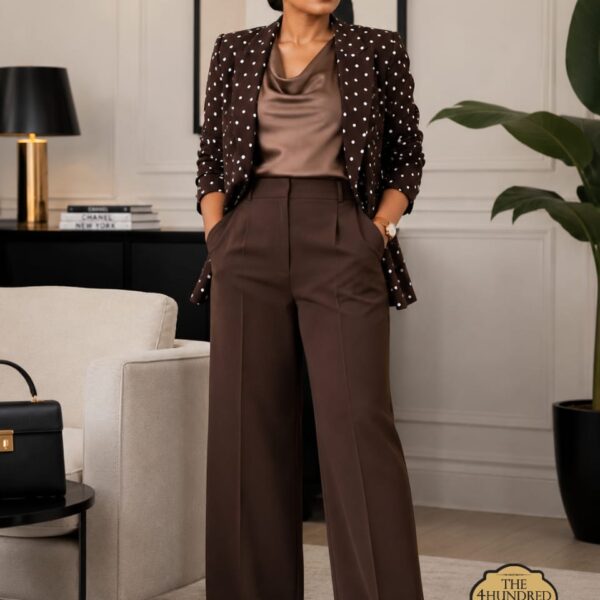 Shawl Collar Blazer Polkadot,  Coffee