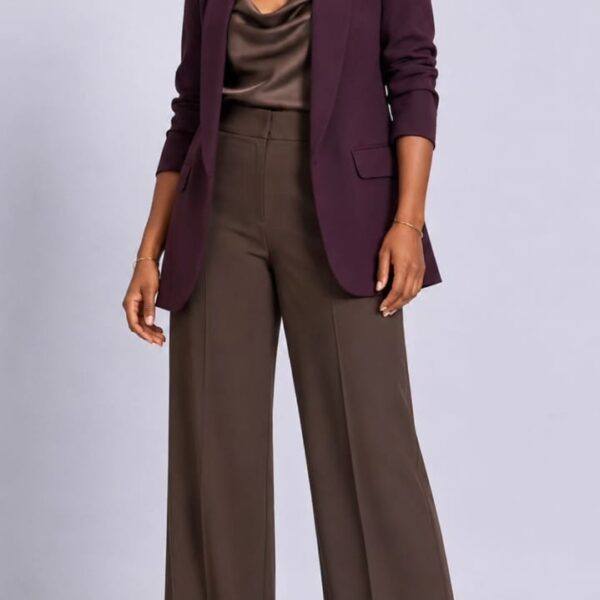 Plus Slimfit Ruched Sleeve Blazer, Plum