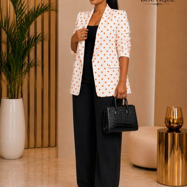 Polka Dot Blazer, White/ Orange