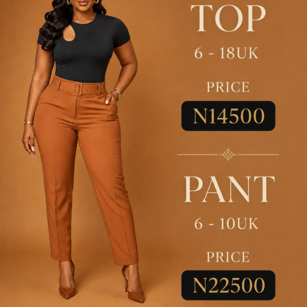 Belted Peg Leg Pant, Brown