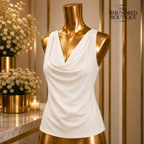 Plus Cowlneck Camisole, White