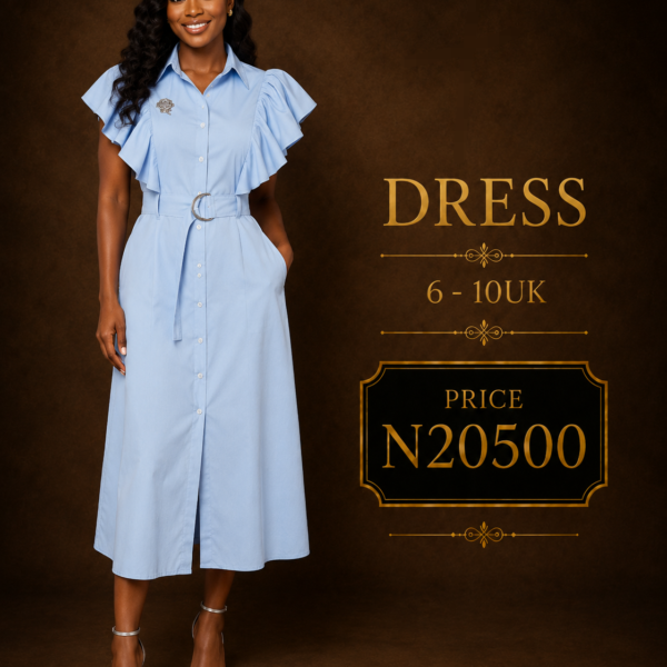 Blue Frill Shoulder Gown