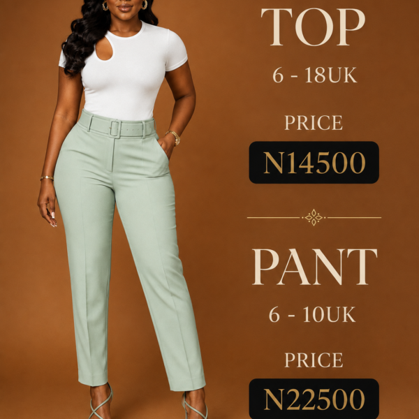 Belted Peg Leg Pant, Mint