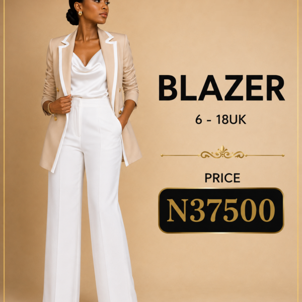 White Detail Blazer, Khaki