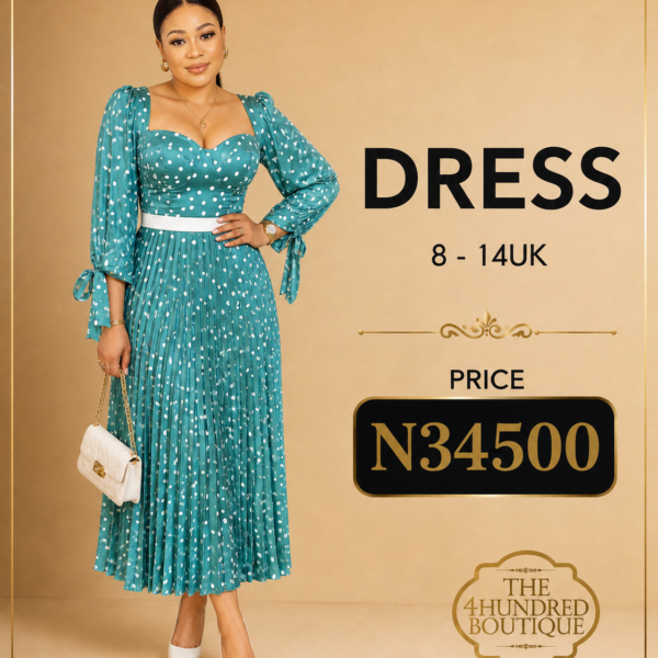 Polka dot bustier pleat gown