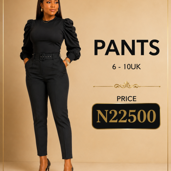 Belted Peg Leg Pant, Black