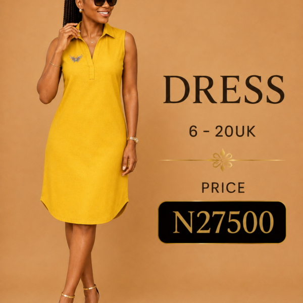 Linen shirt dress, Yellow