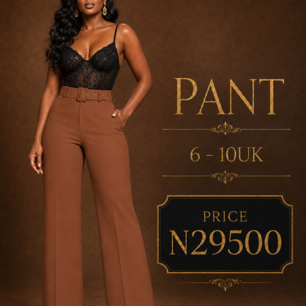 Belted Wide Leg Pant, Brown