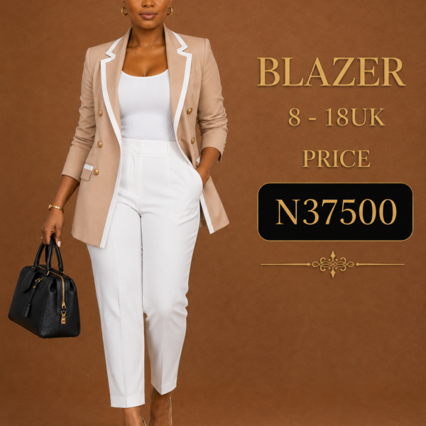 White Detail Blazer, Brown