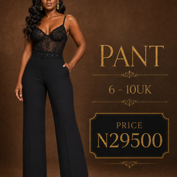 Belted Wide Leg Pant, Black