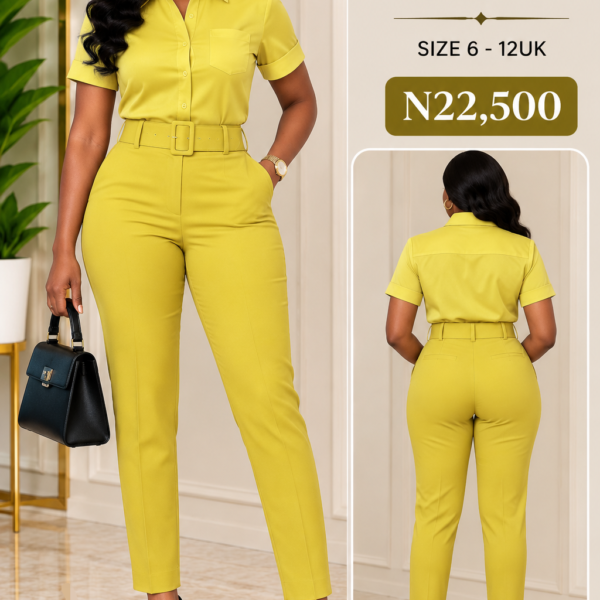 Belted Peg Leg Pant, Lemon Green
