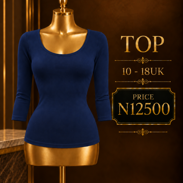 Round Neck Short Sleeve Bodytop, Navy