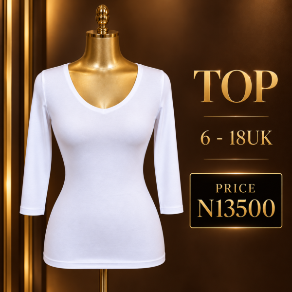Vneck Short Sleeve Bodytop, White