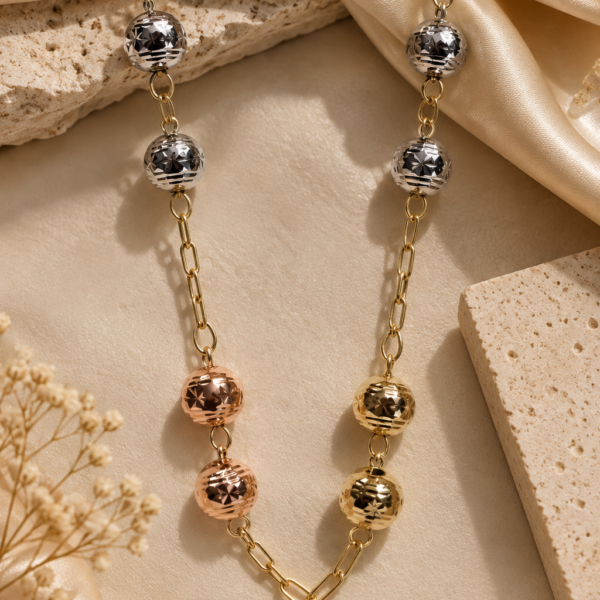Multi Tone Ball & Chain Necklace