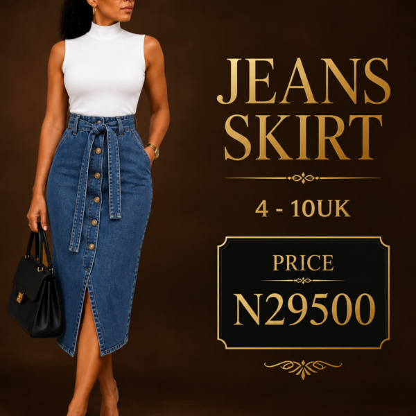 Button Detail Jeans Skirt, Blue