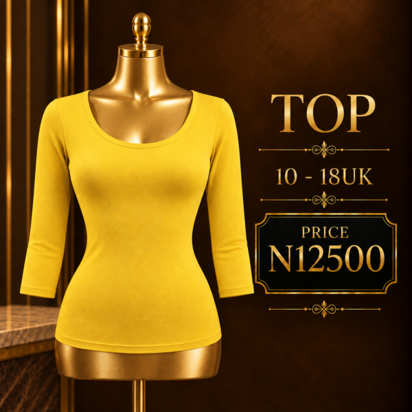 Round Neck Short Sleeve Bodytop, Yellow