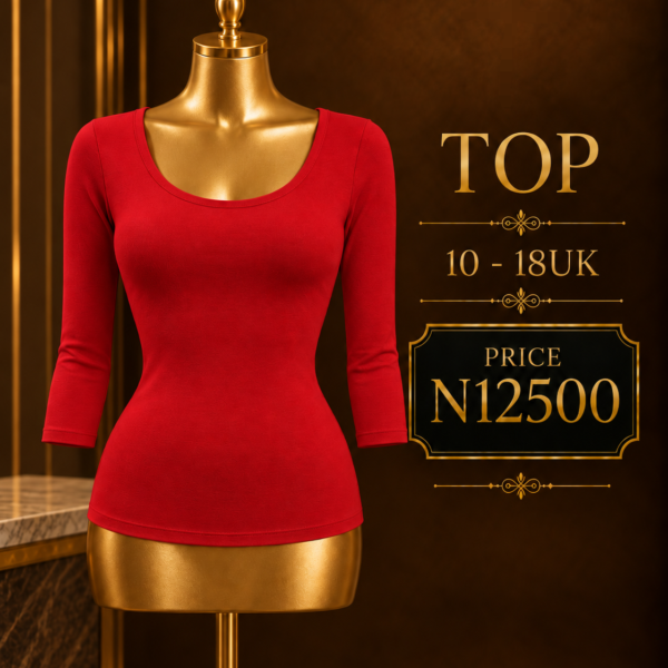 Round Neck Short Sleeve Bodytop, Red