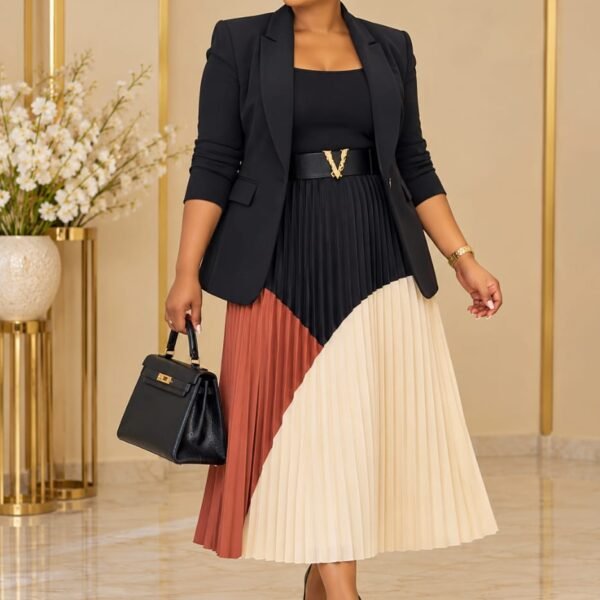 Asymmetric Pleated Skirt, Black