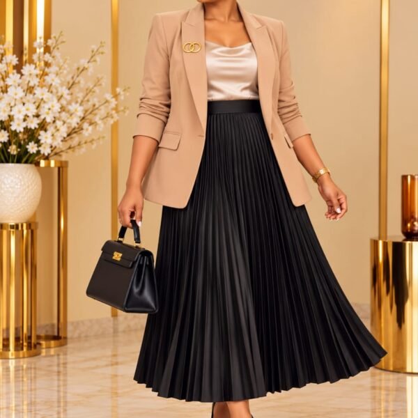 Essential Pleated Skirt, Black