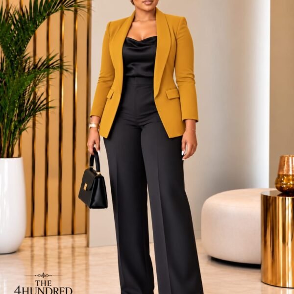 Shawl Collar Long Sleeve, Mustard